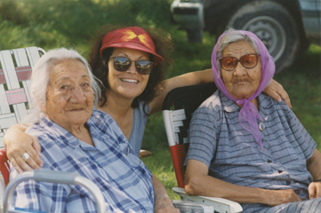 Marla Powers with Sisters-in-law Zona Fills the Pipe and Sadie Janis, 1996